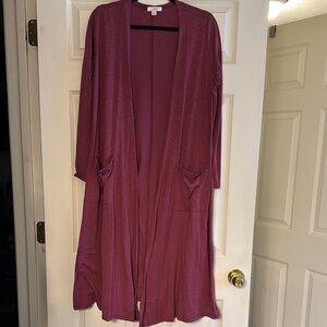 LuLaRoe Sarah Cranberry Duster Cardigan